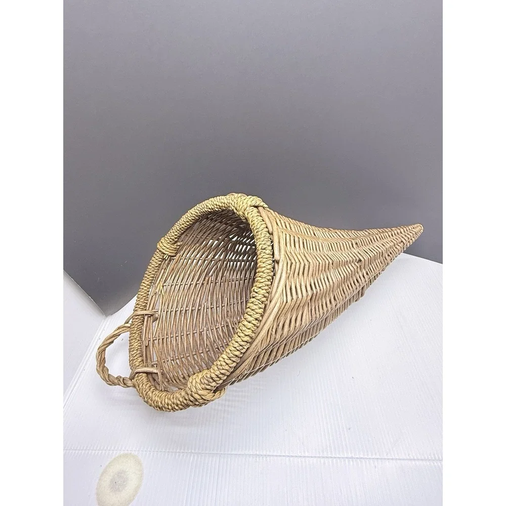 Vintage Wicker Cornucopia Wall Basket 20